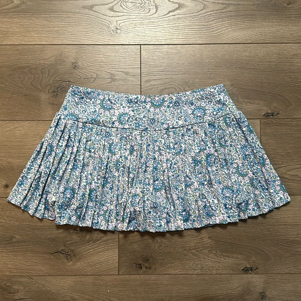 Laura Ashley 13” Blue Floral Pleated Tennis‎ Skirt Size XL